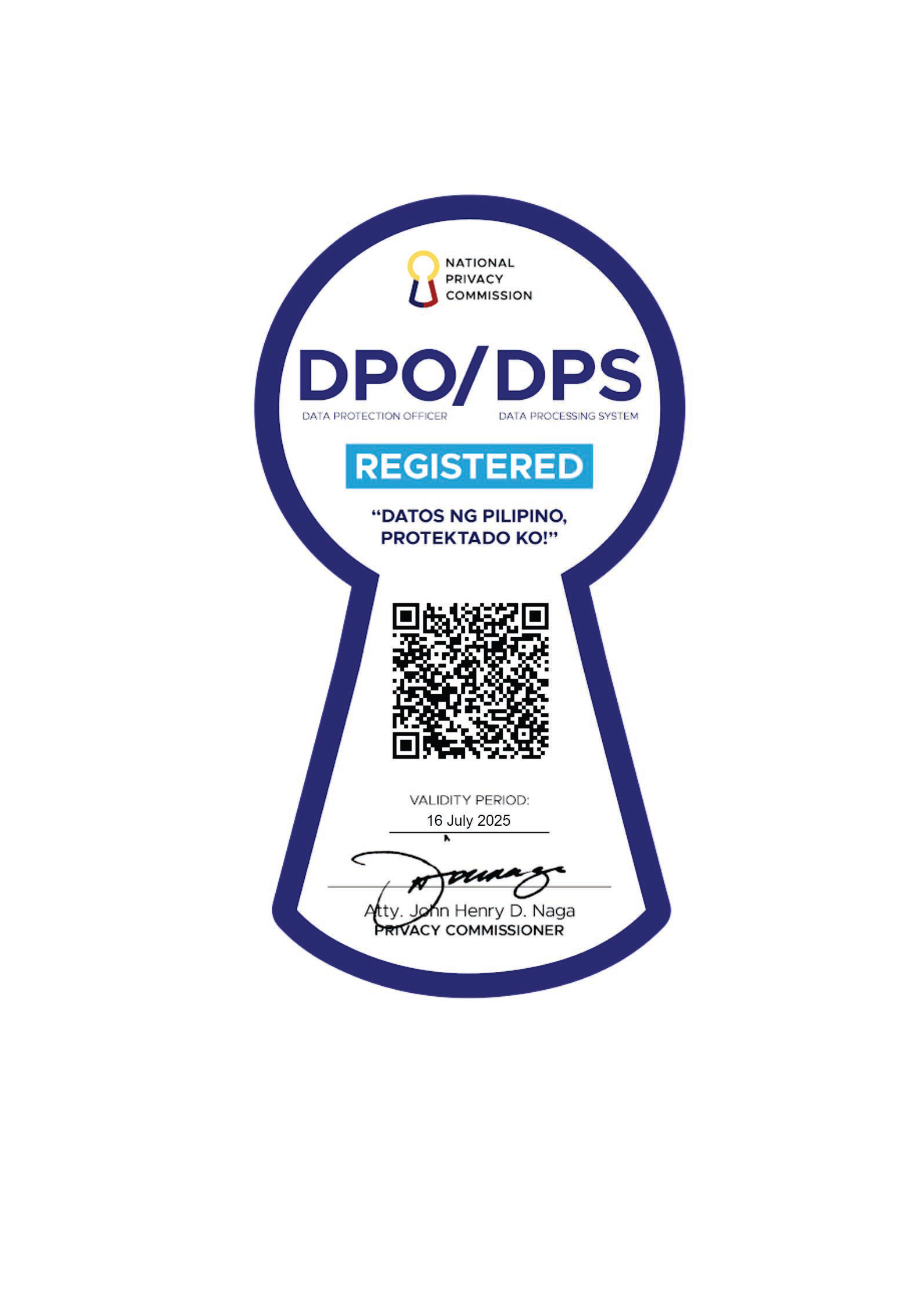 DPO Seal of Registration