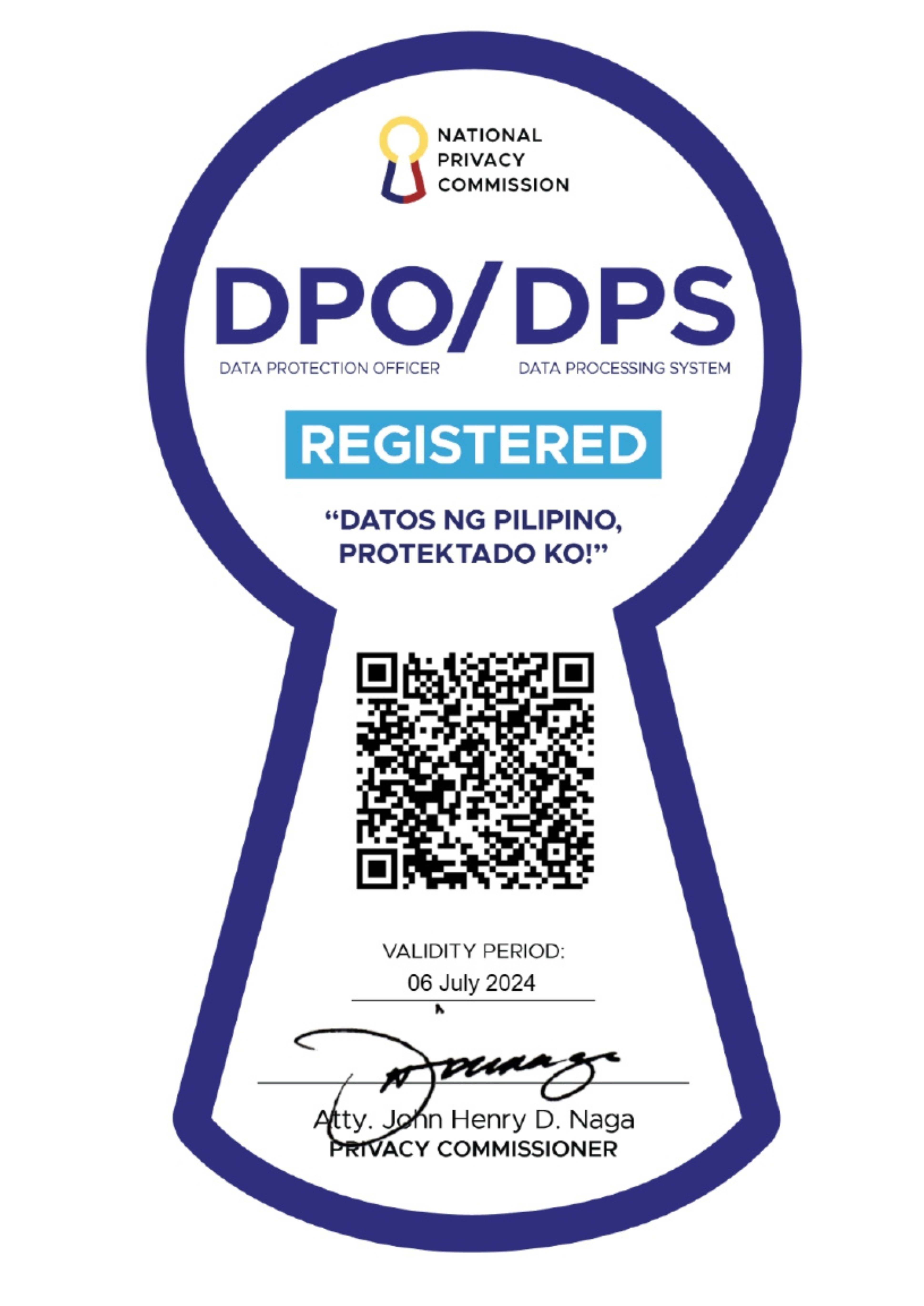 DPO Seal of Registration