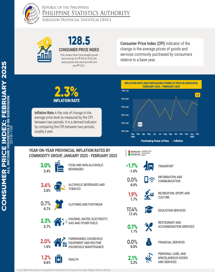 Consumer Price Index (All Income Household) Sorsogon February 2025